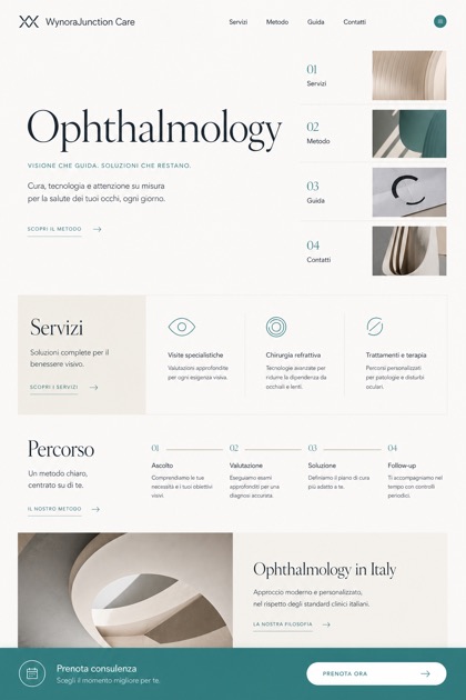 Healthcare website design for Italy, showing a clear opening, service information, supporting content, and a focused inquiry action.