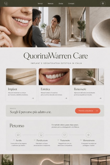 Healthcare website design for Italy, showing a clear opening, service information, supporting content, and a focused inquiry action.