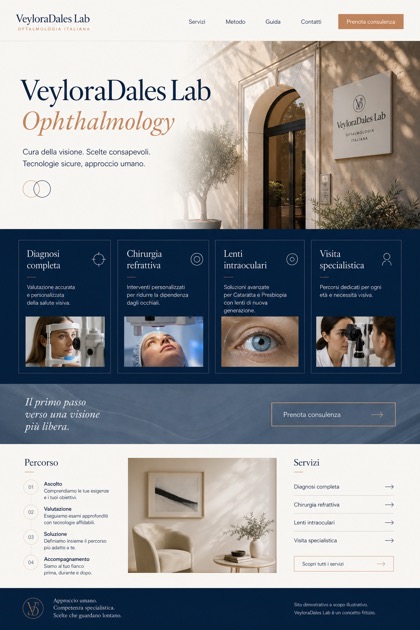 Healthcare website design for Italy, showing a clear opening, service information, supporting content, and a focused inquiry action.
