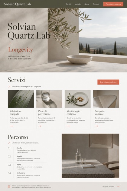 Healthcare website design for Italy, showing a clear opening, service information, supporting content, and a focused inquiry action.