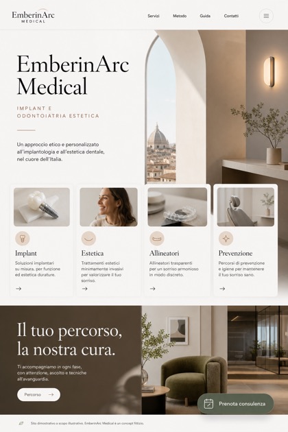 Healthcare website design for Italy, showing a clear opening, service information, supporting content, and a focused inquiry action.