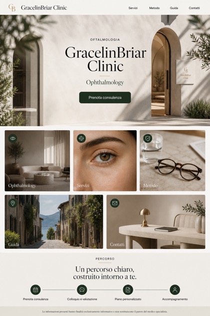 Healthcare website design for Italy, showing a clear opening, service information, supporting content, and a focused inquiry action.