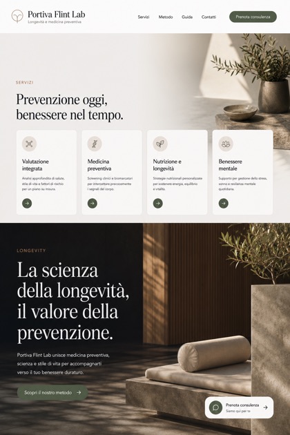 Healthcare website design for Italy, showing a clear opening, service information, supporting content, and a focused inquiry action.