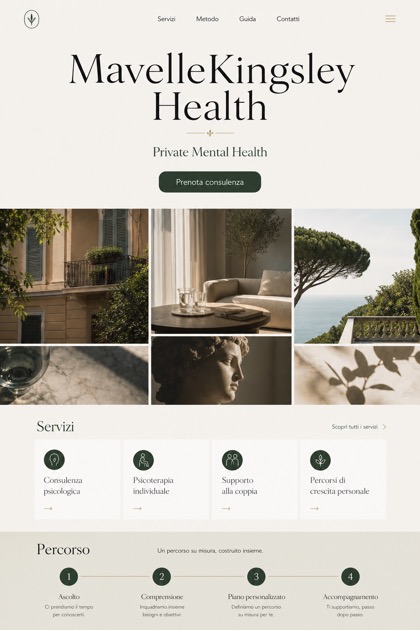 Healthcare website design for Italy, showing a clear opening, service information, supporting content, and a focused inquiry action.