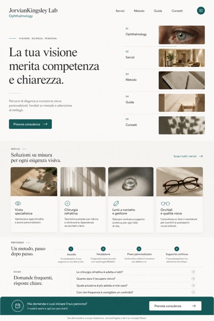 Healthcare website design for Italy, showing a clear opening, service information, supporting content, and a focused inquiry action.