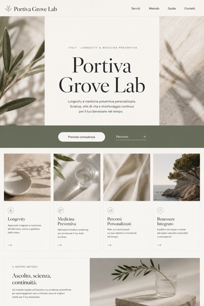 Healthcare website design for Italy, showing a clear opening, service information, supporting content, and a focused inquiry action.