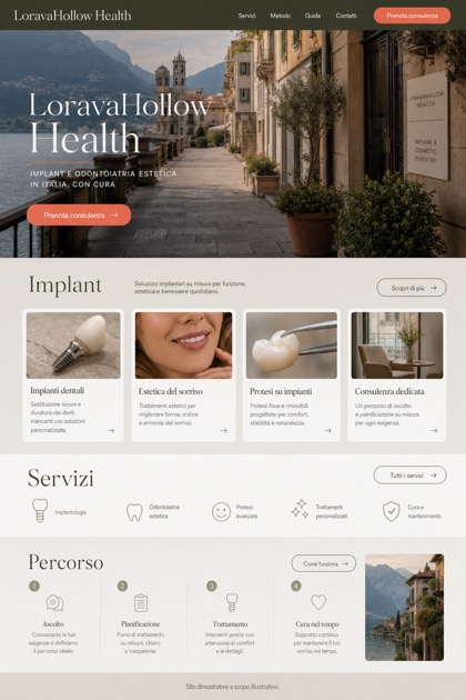 Healthcare website design for Italy, showing a clear opening, service information, supporting content, and a focused inquiry action.