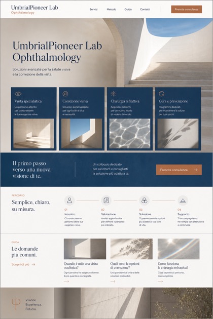 Healthcare website design for Italy, showing a clear opening, service information, supporting content, and a focused inquiry action.