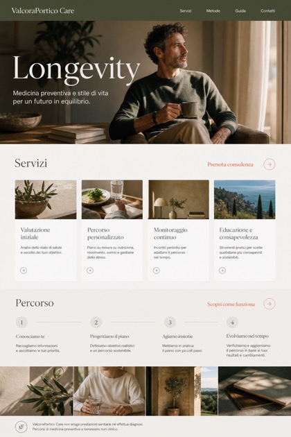 Healthcare website design for Italy, showing a clear opening, service information, supporting content, and a focused inquiry action.