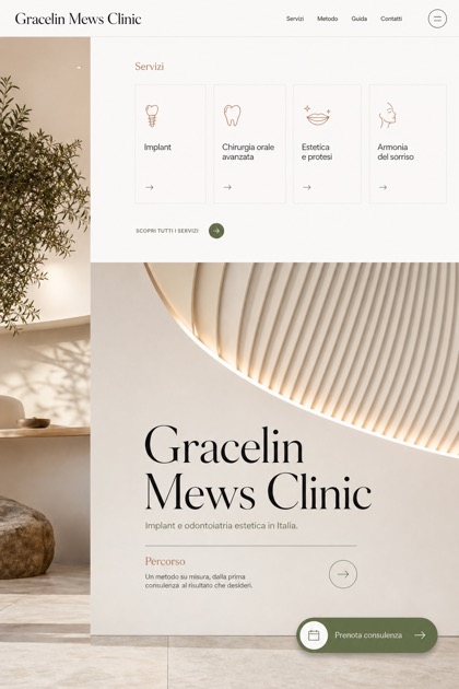 Healthcare website design for Italy, showing a clear opening, service information, supporting content, and a focused inquiry action.