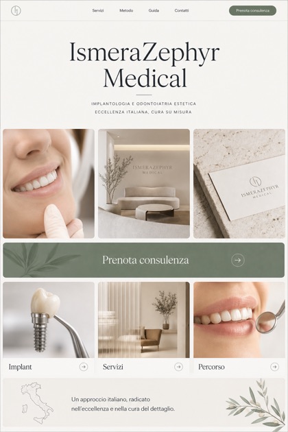 Healthcare website design for Italy, showing a clear opening, service information, supporting content, and a focused inquiry action.