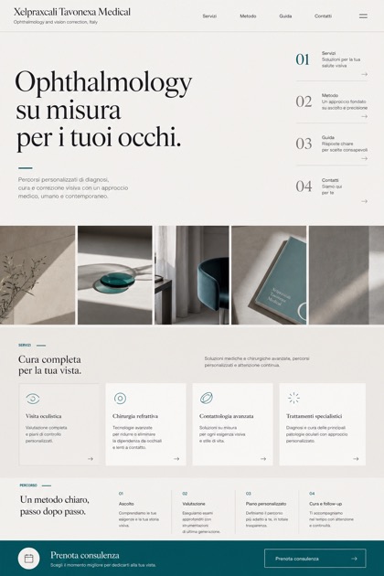 Healthcare website design for Italy, showing a clear opening, service information, supporting content, and a focused inquiry action.
