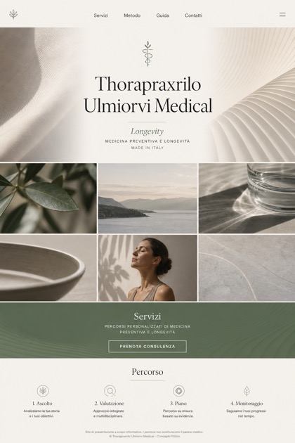 Healthcare website design for Italy, showing a clear opening, service information, supporting content, and a focused inquiry action.