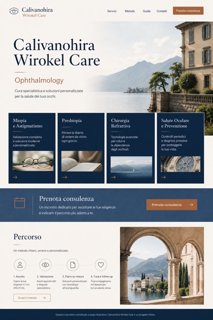 Healthcare website design for Italy, showing a clear opening, service information, supporting content, and a focused inquiry action.