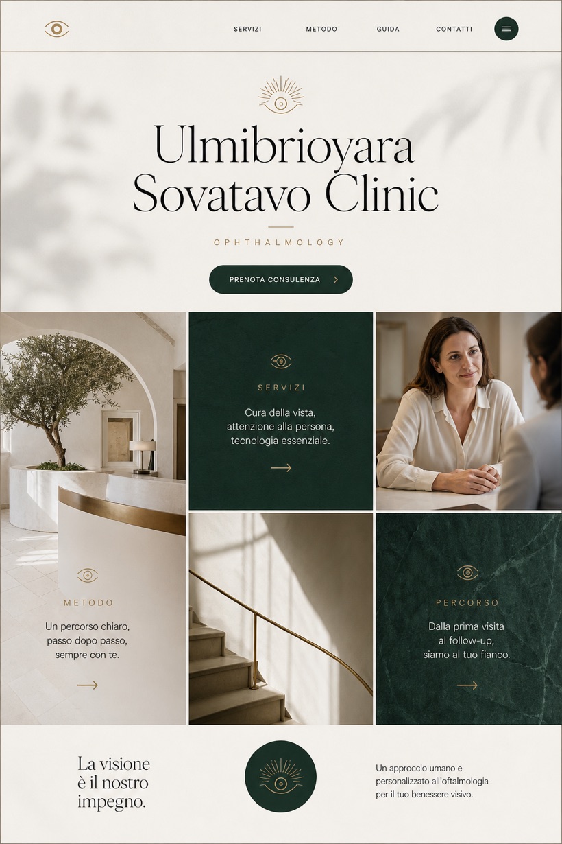 Healthcare website design for Italy, showing a clear opening, service information, supporting content, and a focused inquiry action.