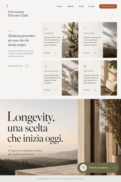 Healthcare website design for Italy, showing a clear opening, service information, supporting content, and a focused inquiry action.