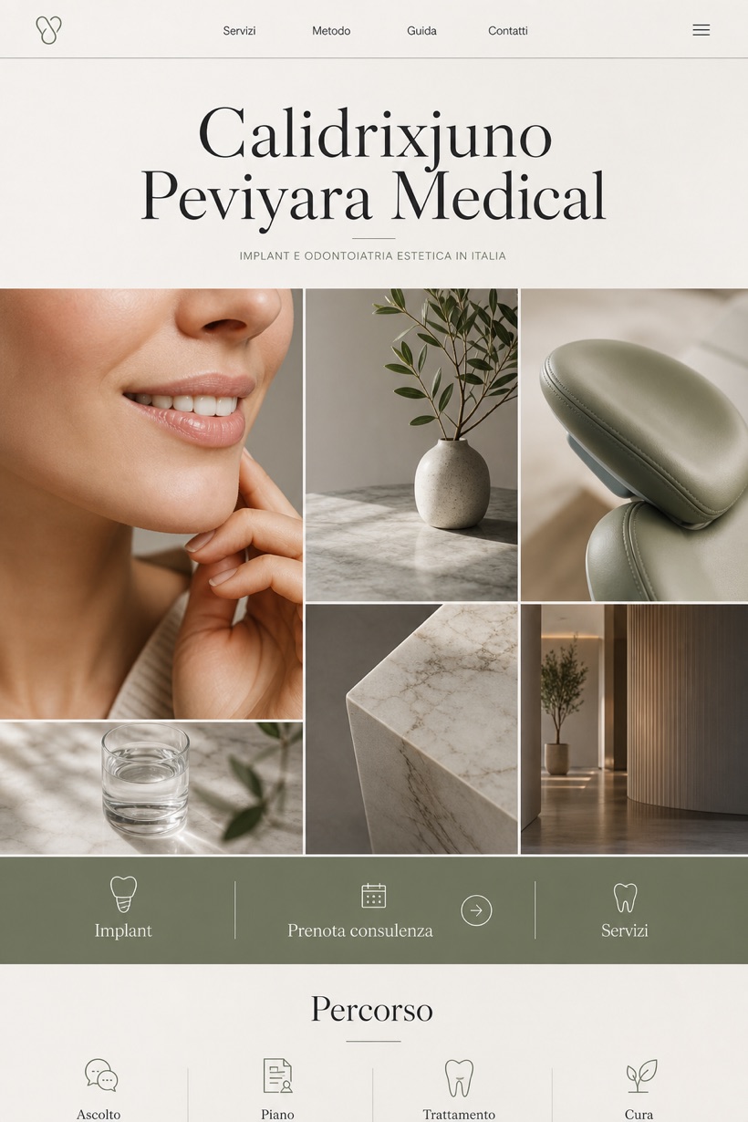 Healthcare website design for Italy, showing a clear opening, service information, supporting content, and a focused inquiry action.