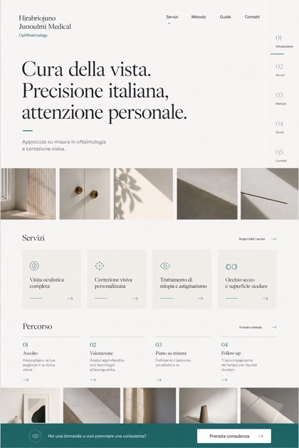 Healthcare website design for Italy, showing a clear opening, service information, supporting content, and a focused inquiry action.