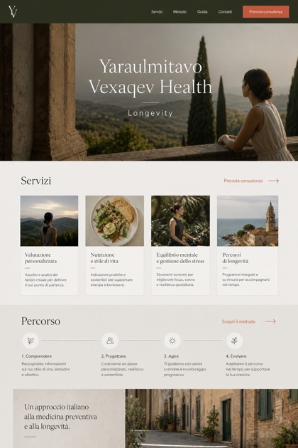 Healthcare website design for Italy, showing a clear opening, service information, supporting content, and a focused inquiry action.