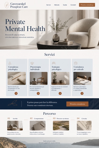 Healthcare website design for Italy, showing a clear opening, service information, supporting content, and a focused inquiry action.