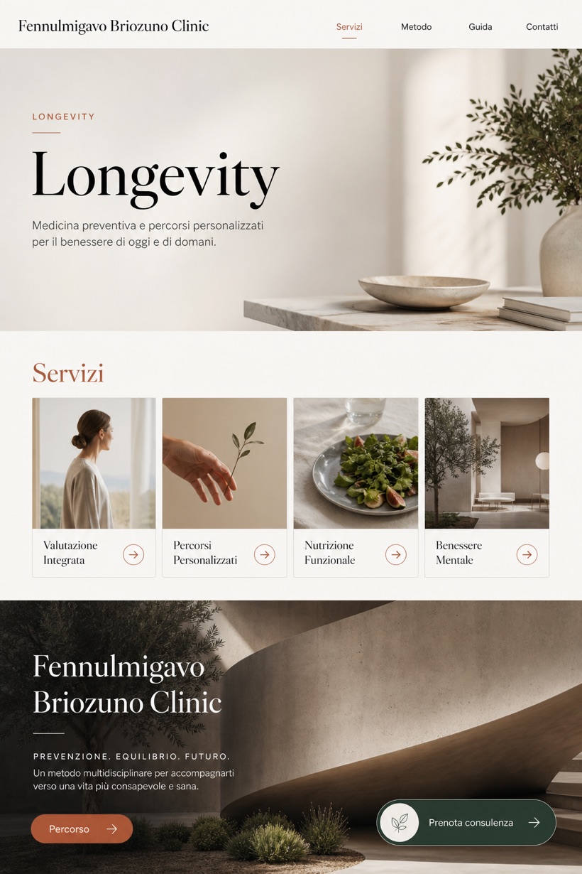 Healthcare website design for Italy, showing a clear opening, service information, supporting content, and a focused inquiry action.