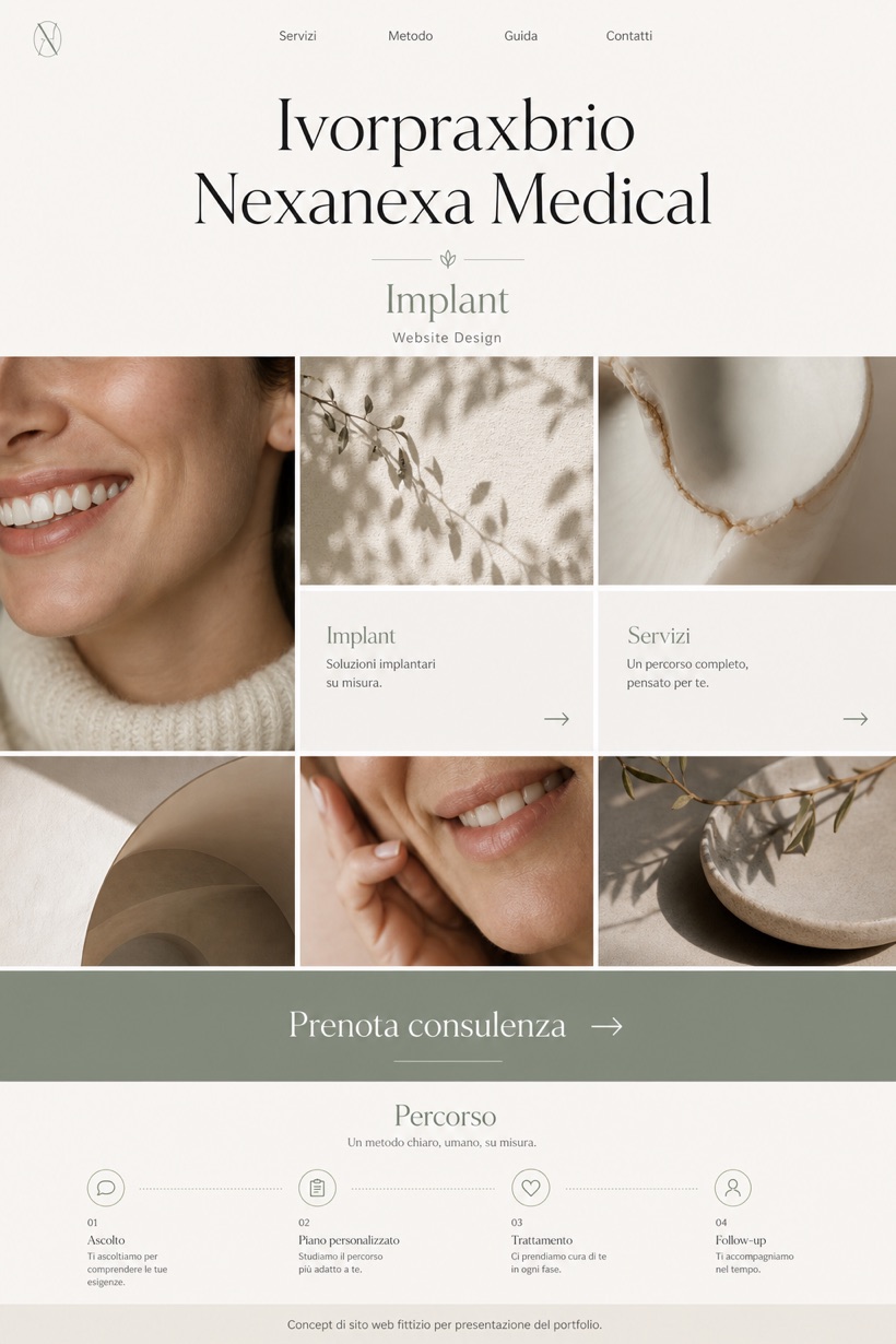 Healthcare website design for Italy, showing a clear opening, service information, supporting content, and a focused inquiry action.