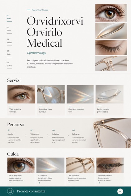 Healthcare website design for Italy, showing a clear opening, service information, supporting content, and a focused inquiry action.