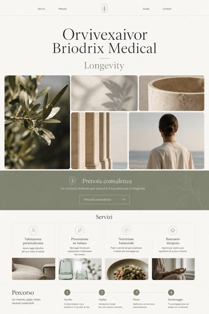 Healthcare website design for Italy, showing a clear opening, service information, supporting content, and a focused inquiry action.