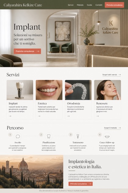 Healthcare website design for Italy, showing a clear opening, service information, supporting content, and a focused inquiry action.
