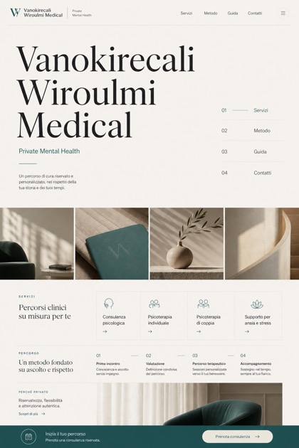 Healthcare website design for Italy, showing a clear opening, service information, supporting content, and a focused inquiry action.