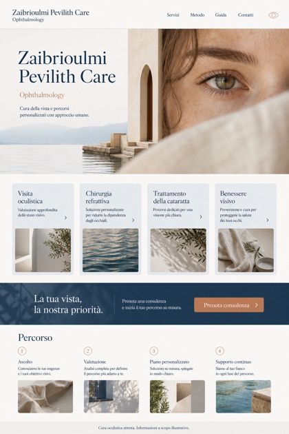 Healthcare website design for Italy, showing a clear opening, service information, supporting content, and a focused inquiry action.
