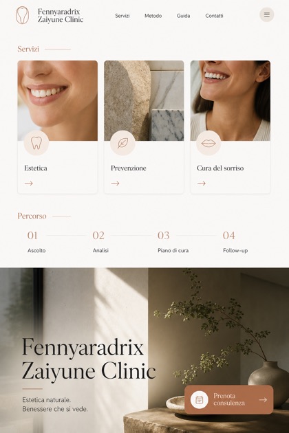 Healthcare website design for Italy, showing a clear opening, service information, supporting content, and a focused inquiry action.