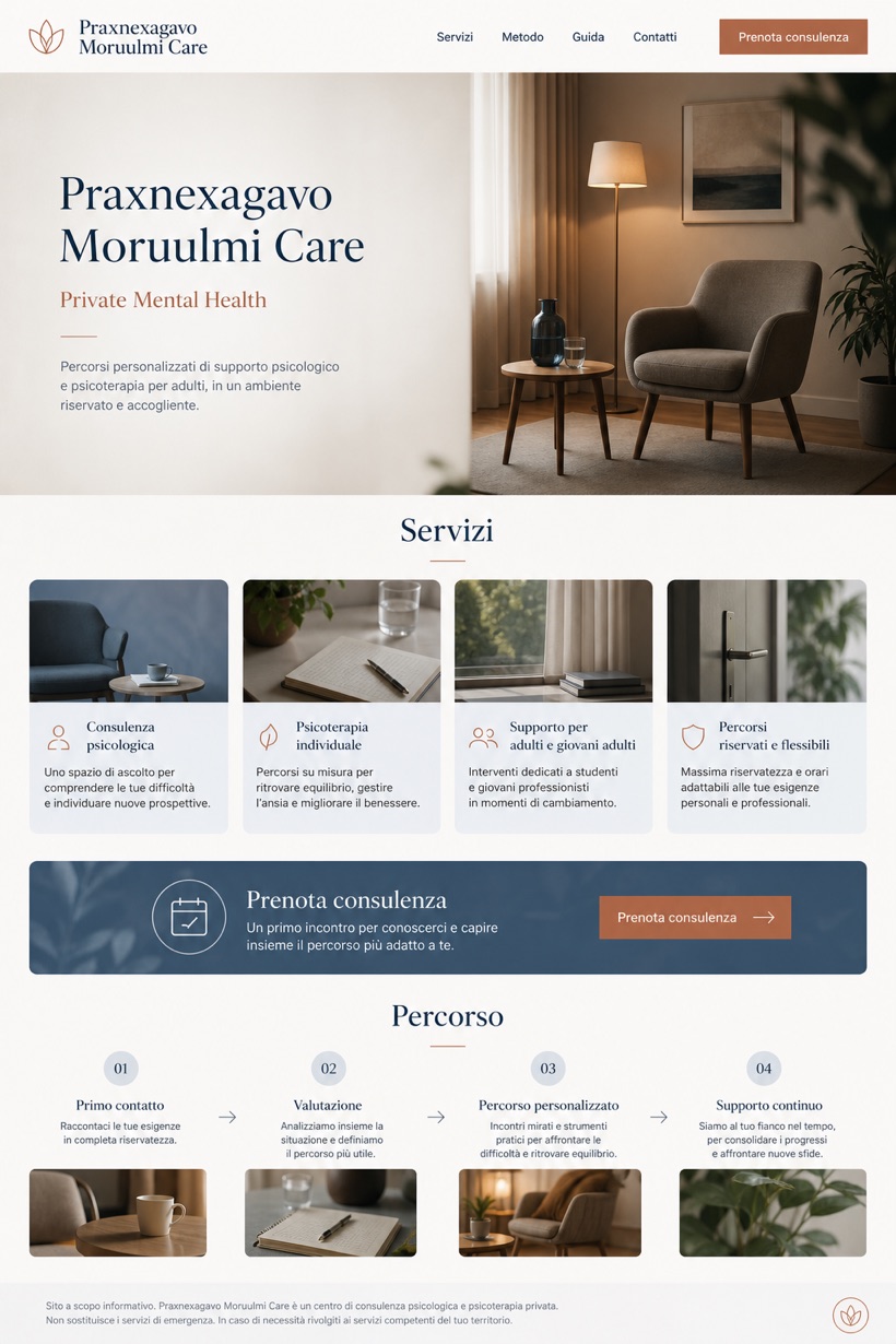 Healthcare website design for Italy, showing a clear opening, service information, supporting content, and a focused inquiry action.