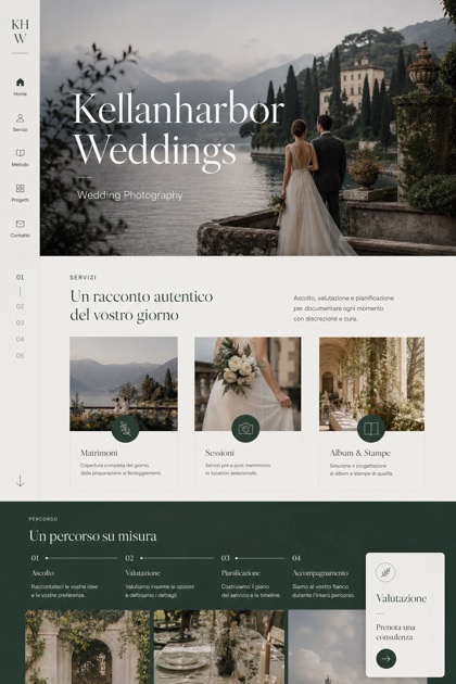 Weddings & Events website design for Italy, showing a clear opening, service information, supporting content, and a focused inquiry action.