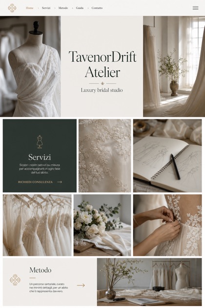 Weddings & Events website design for Italy, showing a clear opening, service information, supporting content, and a focused inquiry action.