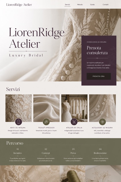 Weddings & Events website design for Italy, showing a clear opening, service information, supporting content, and a focused inquiry action.