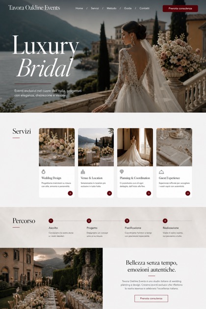 Weddings & Events website design for Italy, showing a clear opening, service information, supporting content, and a focused inquiry action.