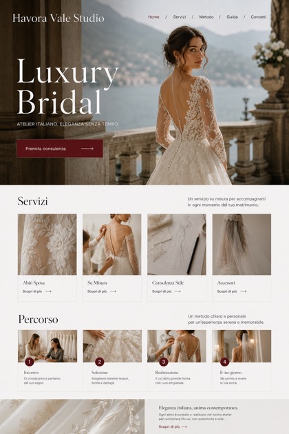 Weddings & Events website design for Italy, showing a clear opening, service information, supporting content, and a focused inquiry action.