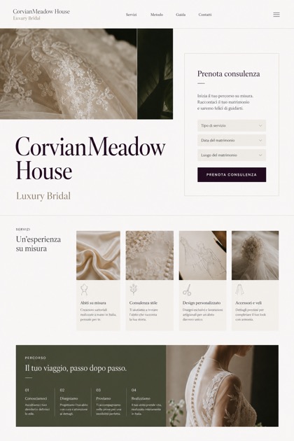 Weddings & Events website design for Italy, showing a clear opening, service information, supporting content, and a focused inquiry action.