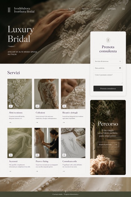 Weddings & Events website design for Italy, showing a clear opening, service information, supporting content, and a focused inquiry action.