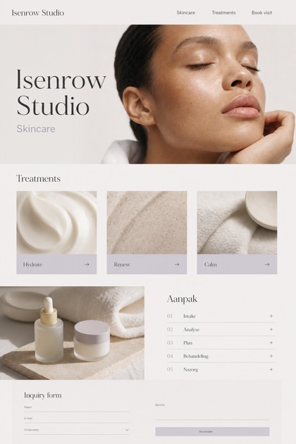 Beauty & Wellness website design for Netherlands, showing a clear opening, service information, supporting content, and a focused inquiry action.