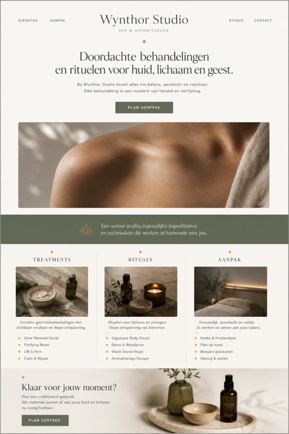 Beauty & Wellness website design for Netherlands, showing a clear opening, service information, supporting content, and a focused inquiry action.