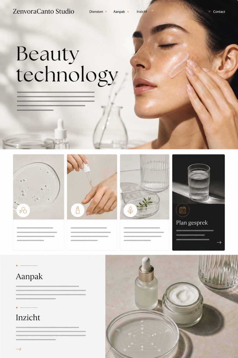 Beauty & Wellness website design for Netherlands, showing a clear opening, service information, supporting content, and a focused inquiry action.