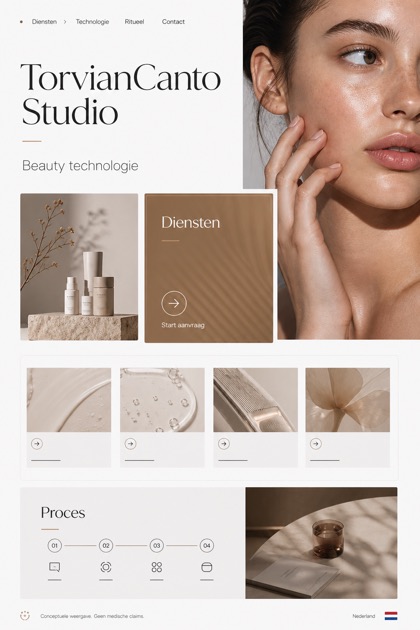 Beauty & Wellness website design for Netherlands, showing a clear opening, service information, supporting content, and a focused inquiry action.