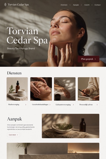 Beauty & Wellness website design for Netherlands, showing a clear opening, service information, supporting content, and a focused inquiry action.