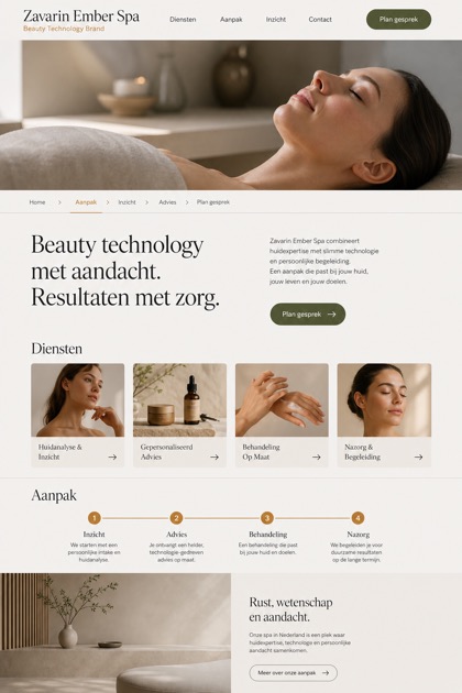 Beauty & Wellness website design for Netherlands, showing a clear opening, service information, supporting content, and a focused inquiry action.