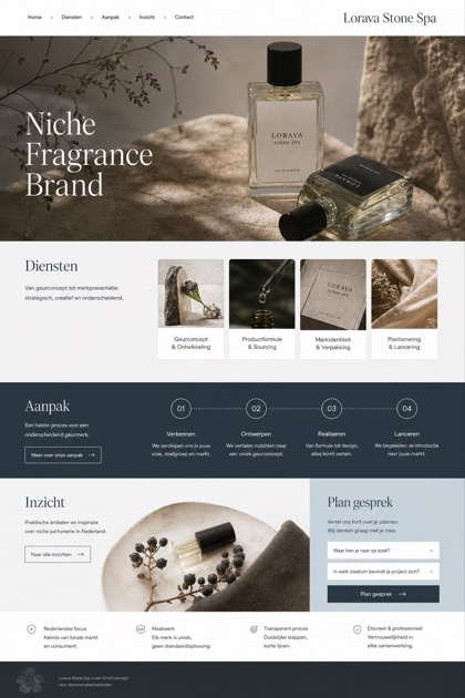 Beauty & Wellness website design for Netherlands, showing a clear opening, service information, supporting content, and a focused inquiry action.