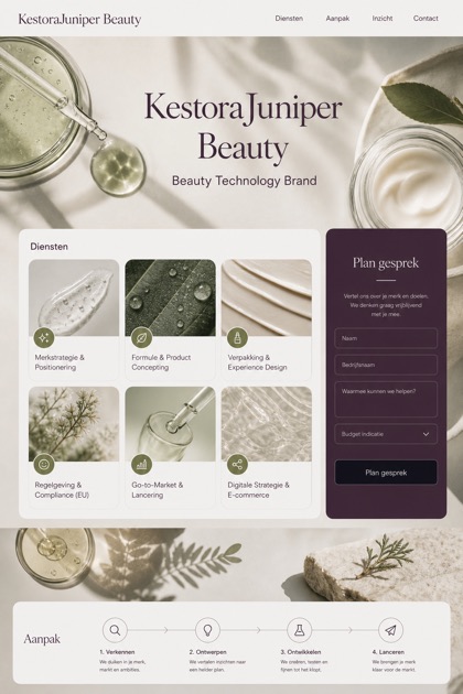 Beauty & Wellness website design for Netherlands, showing a clear opening, service information, supporting content, and a focused inquiry action.