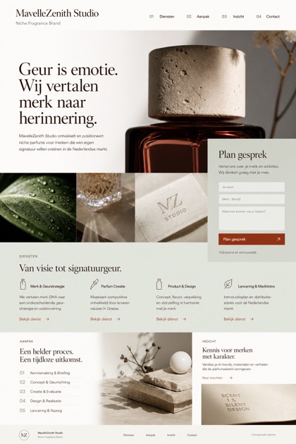 Beauty & Wellness website design for Netherlands, showing a clear opening, service information, supporting content, and a focused inquiry action.