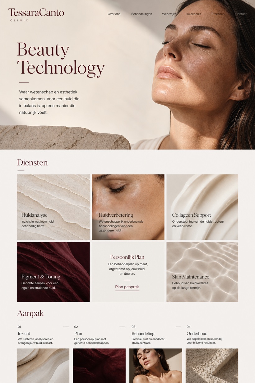 Beauty & Wellness website design for Netherlands, showing a clear opening, service information, supporting content, and a focused inquiry action.